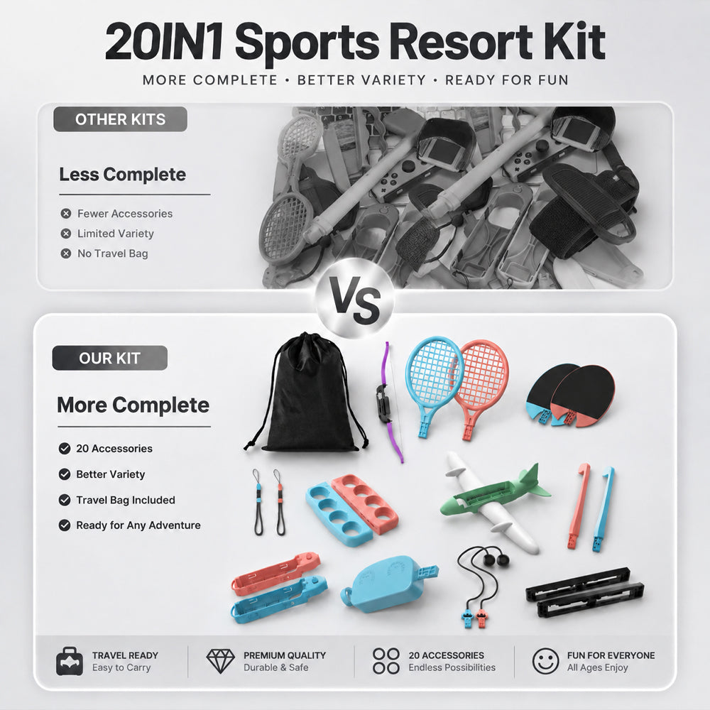 20-in-1 Game Sports Kit for for OLED/2/1/Joy-Con ABS Plastic Wireless